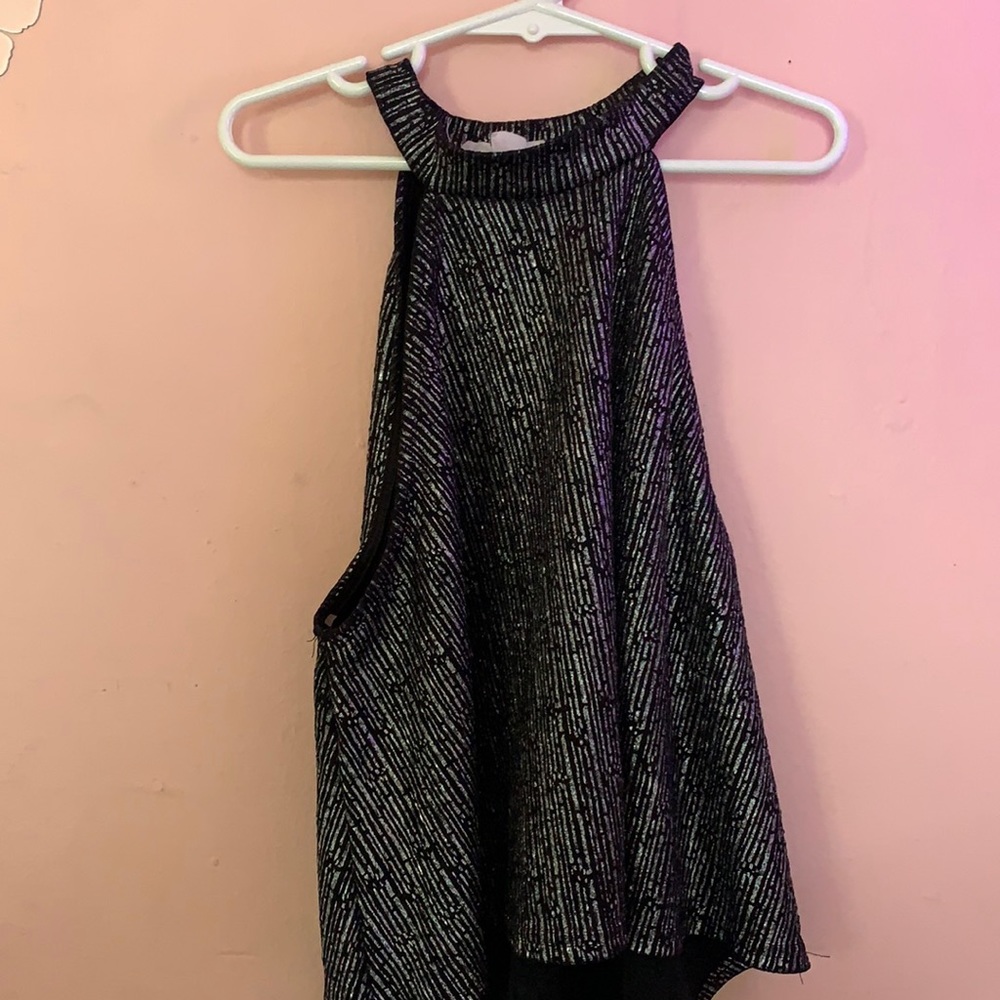 shiny black summer blouse